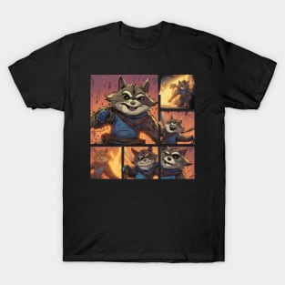 Street Cats need your Support - Vintage Raccoon Comic Cartoon Sticker T-shirt T-Shirt